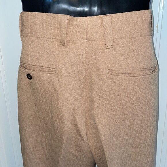 Vtg 70s tan double knit polyester pants - Picture 6 of 7
